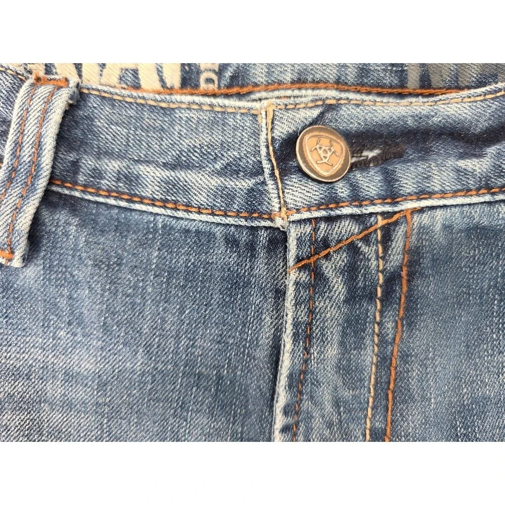 Ariat M4 Low Rise Bootcut Jeans Mens 36x 34 Medium Wash Distressed Cotton Denim